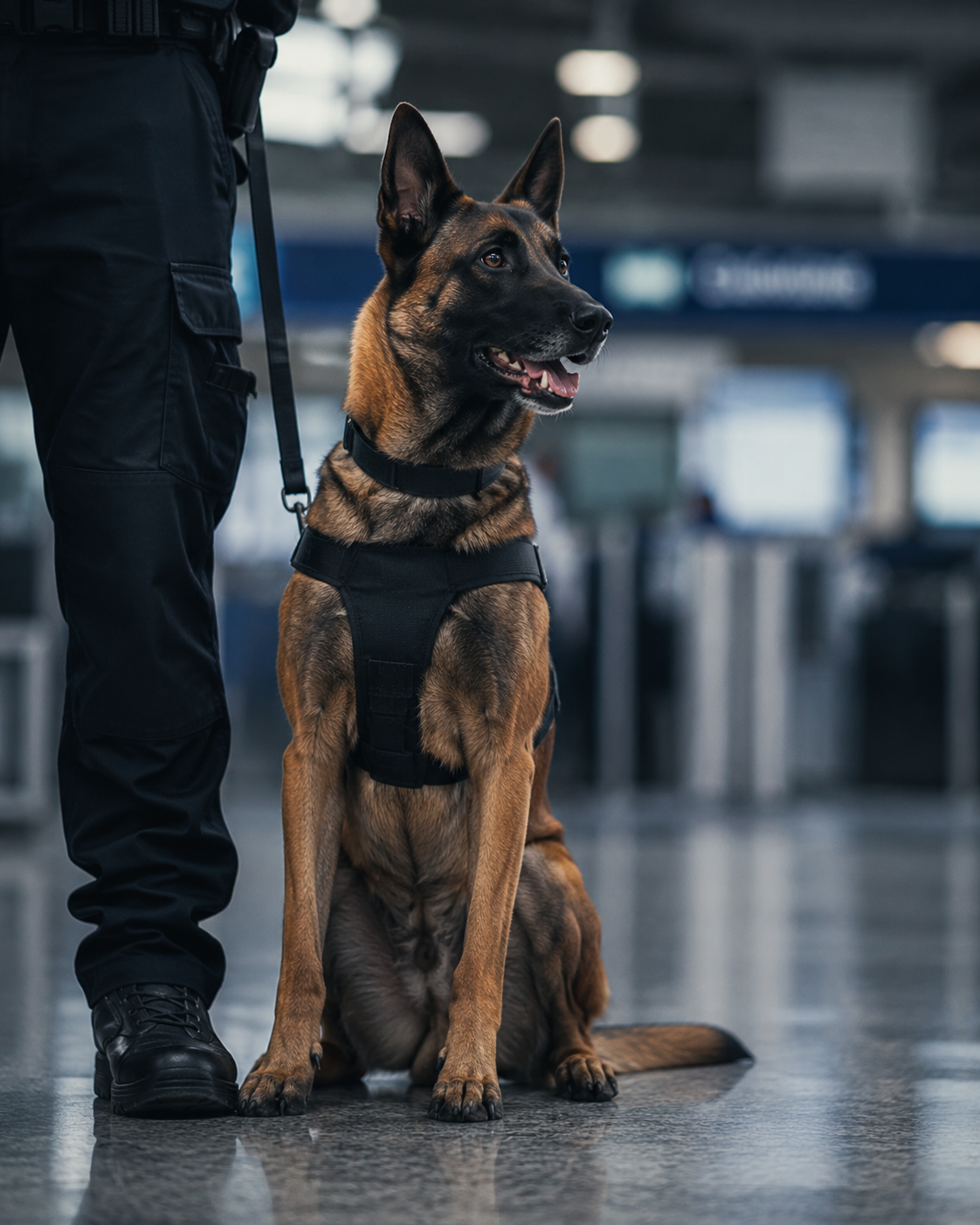 Muskulöser Hund springt über Hindernis im Training