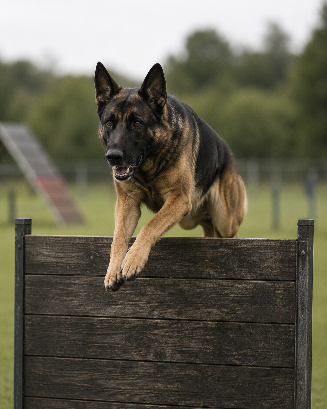 Nahaufnahme arbeitender Hund im Schutzdienst